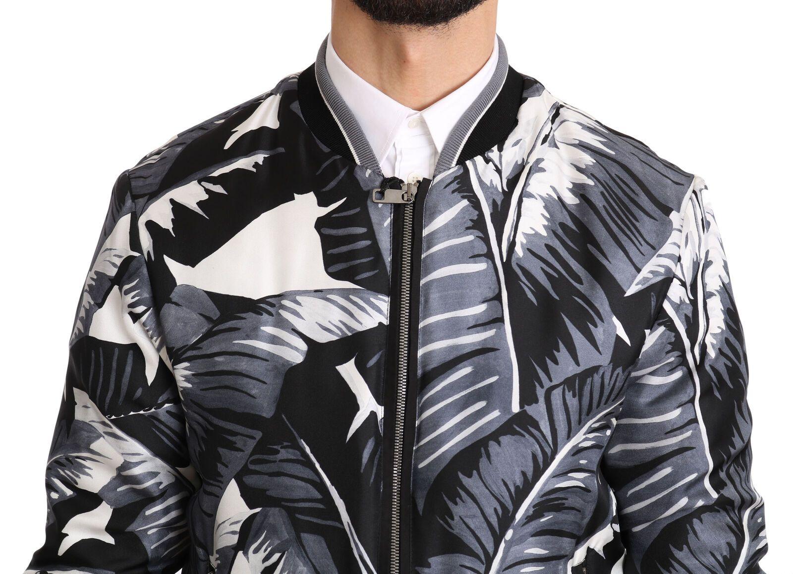 Dolce & Gabbana Elegant Banana Leaf Print Silk Bomber Jacket - Arichezz.store