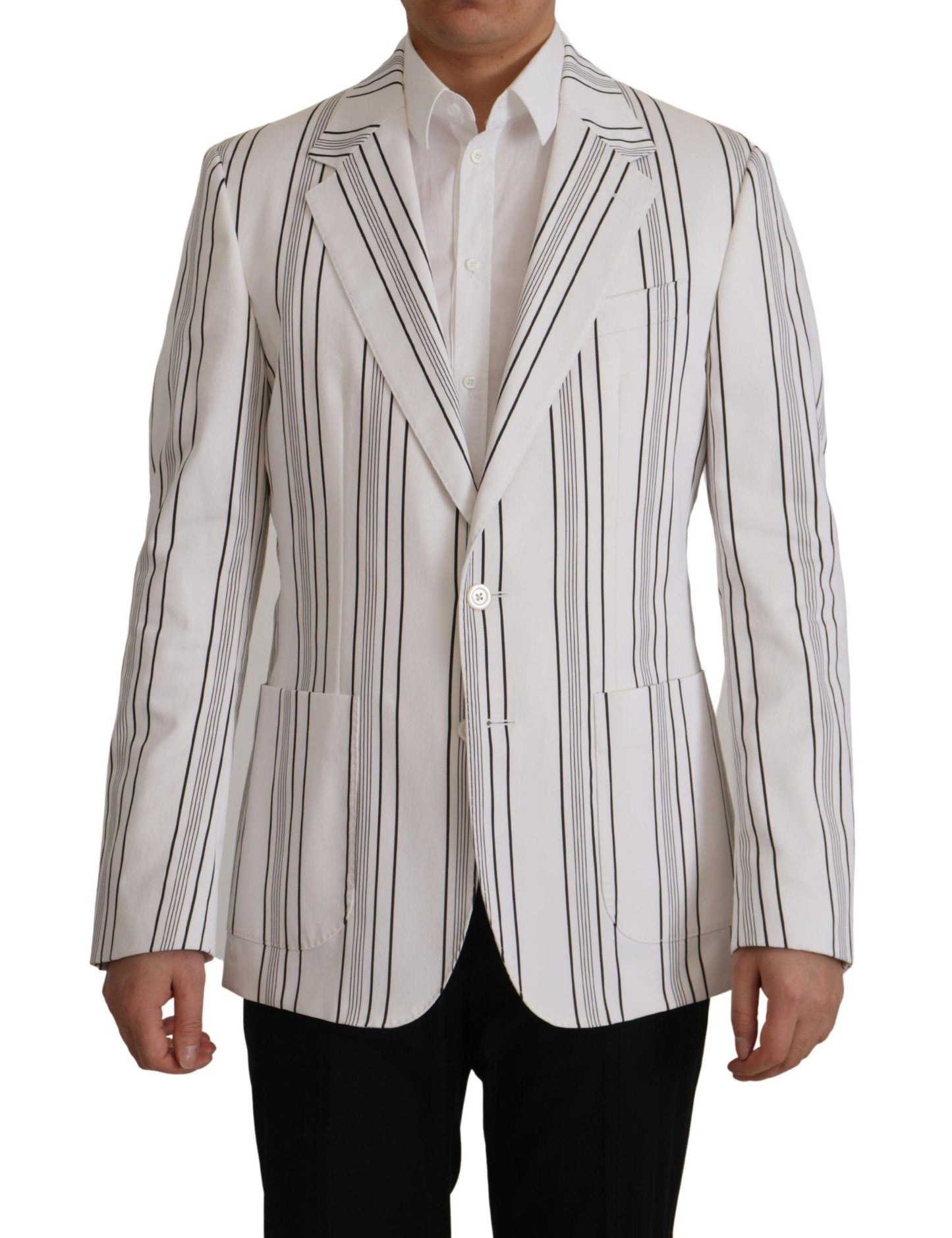 Dolce & Gabbana Elegant Striped Cotton Blend Blazer - Arichezz.store