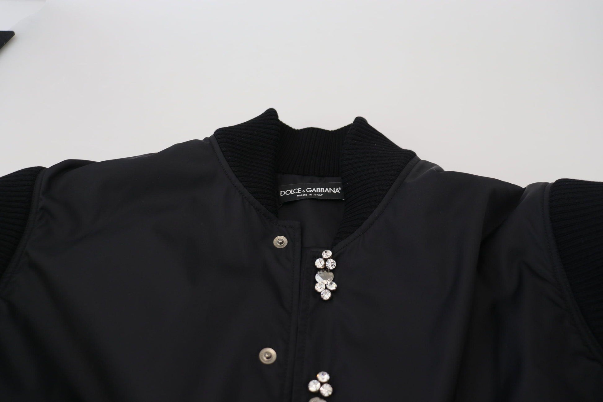 Dolce & Gabbana Elegant Black Crystal-Embellished Bomber Jacket - Arichezz.store