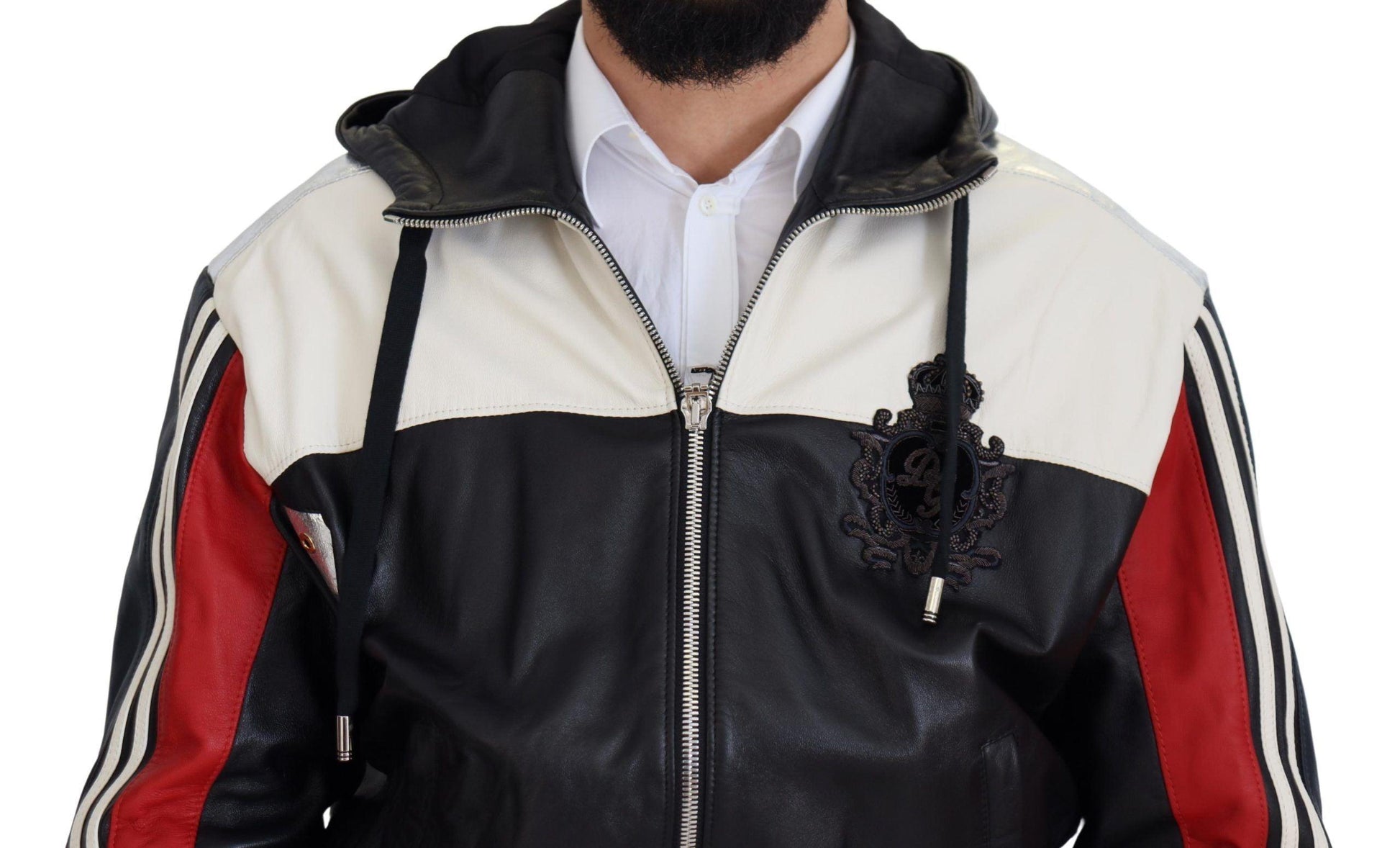 Dolce & Gabbana Elite Black Leather Hooded Bomber Jacket - Arichezz.store