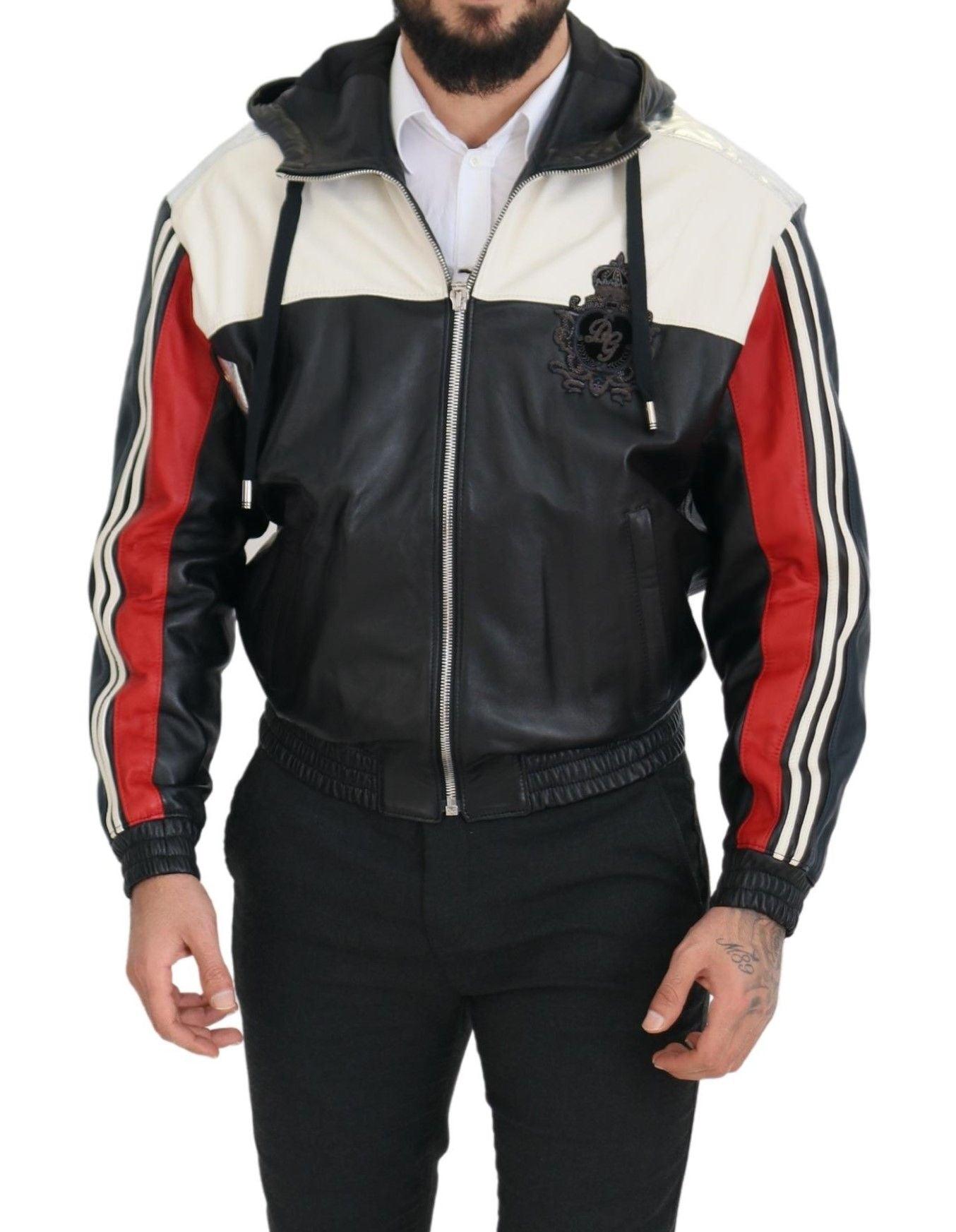 Dolce & Gabbana Elite Black Leather Hooded Bomber Jacket - Arichezz.store