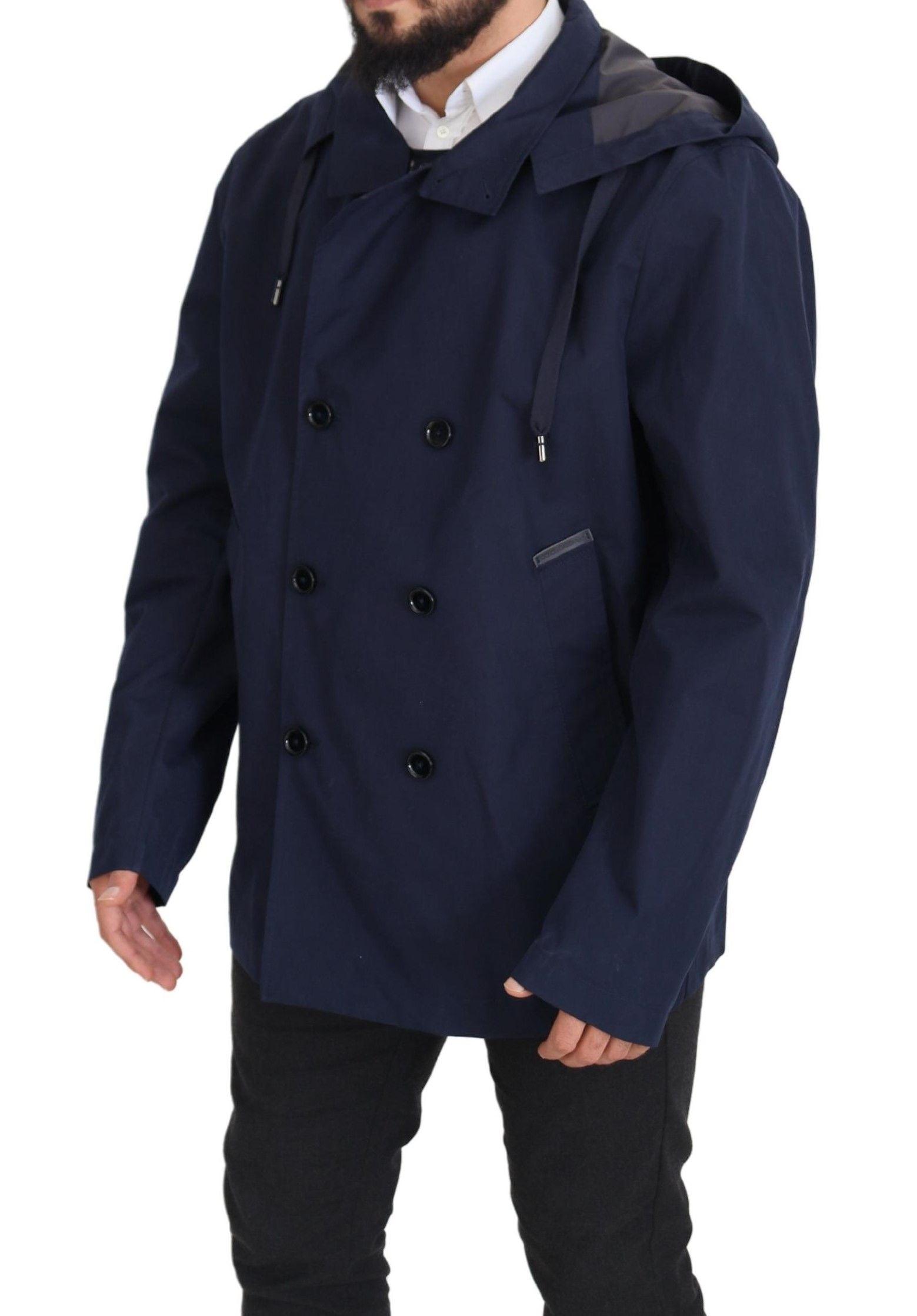 Dolce & Gabbana Elegant Double-Breasted Blue Parka Jacket - Arichezz.store