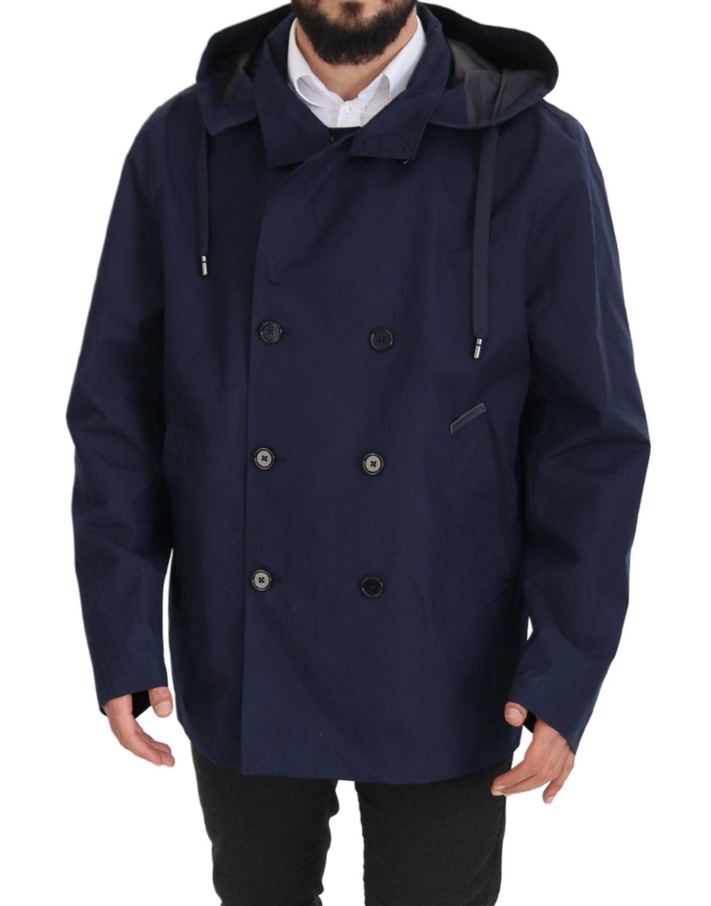 Dolce & Gabbana Elegant Double-Breasted Blue Parka Jacket - Arichezz.store