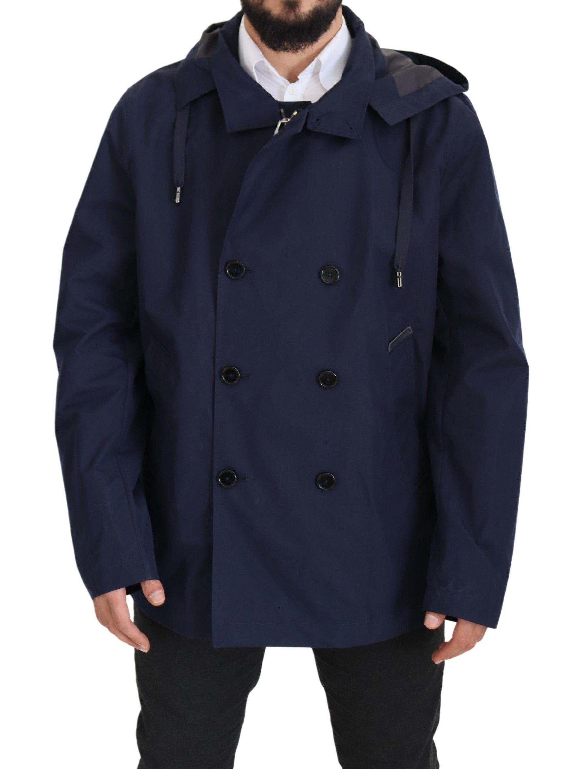 Dolce & Gabbana Elegant Double-Breasted Blue Parka Jacket - Arichezz.store