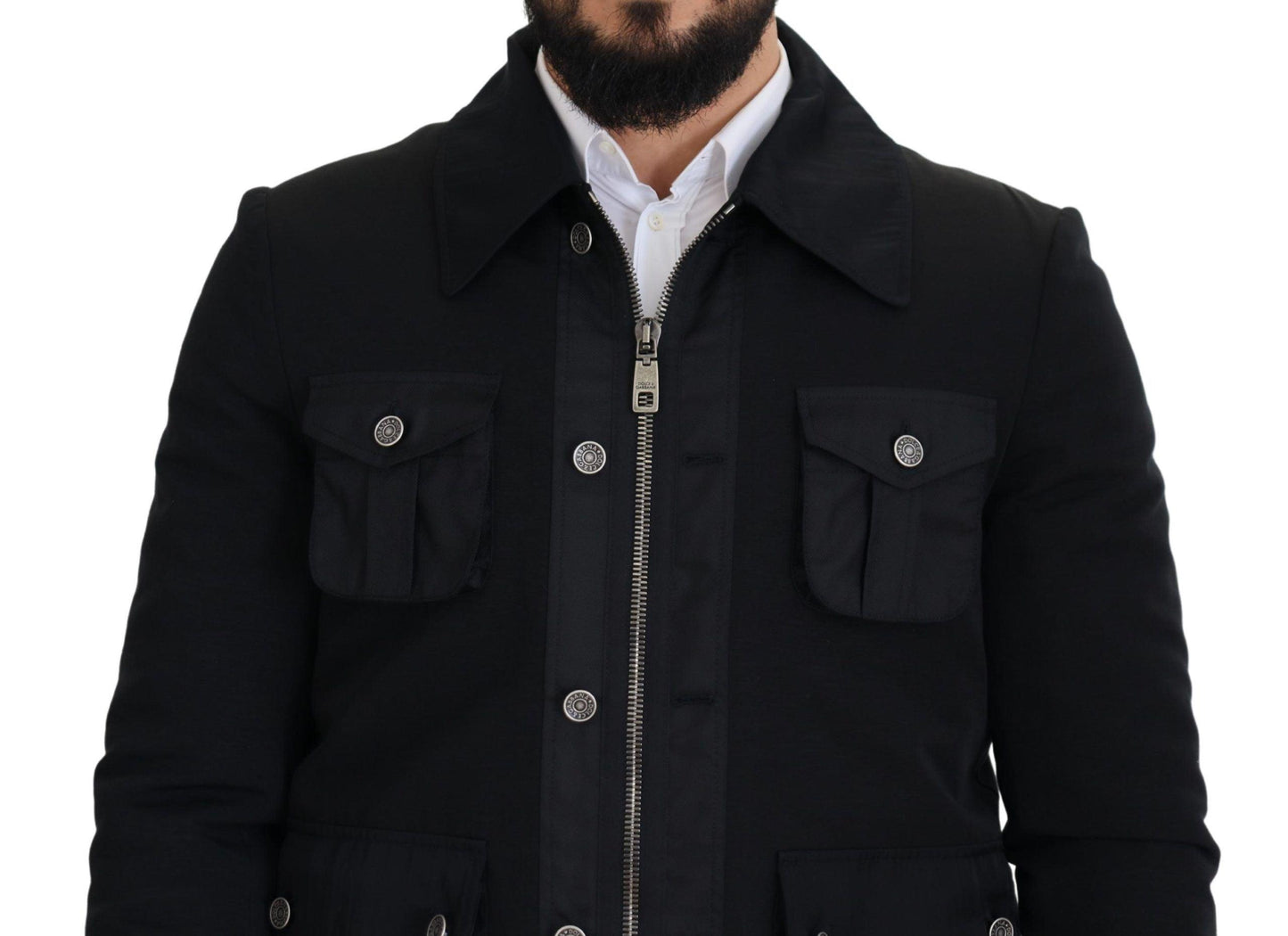 Dolce & Gabbana Elegant Full Zip Black Wool Blend Jacket - Arichezz.store