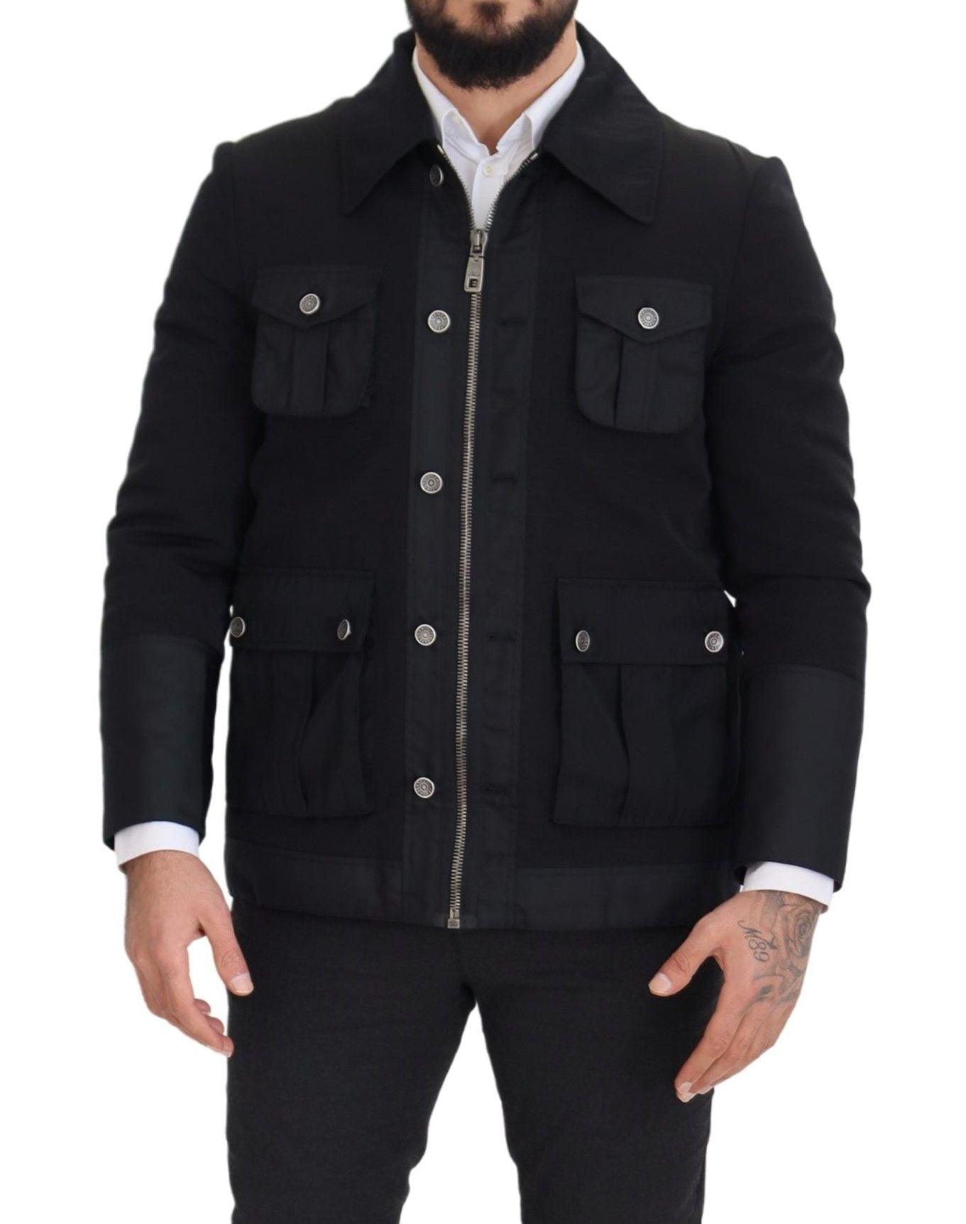 Dolce & Gabbana Elegant Full Zip Black Wool Blend Jacket - Arichezz.store