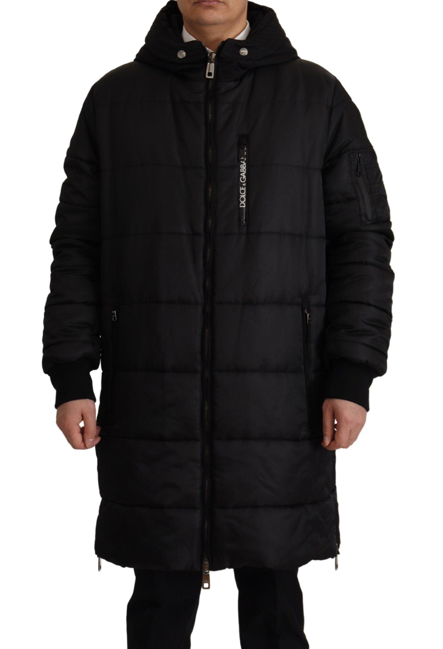 Dolce & Gabbana Elegant Black Hooded Parka Winter Jacket - Arichezz.store