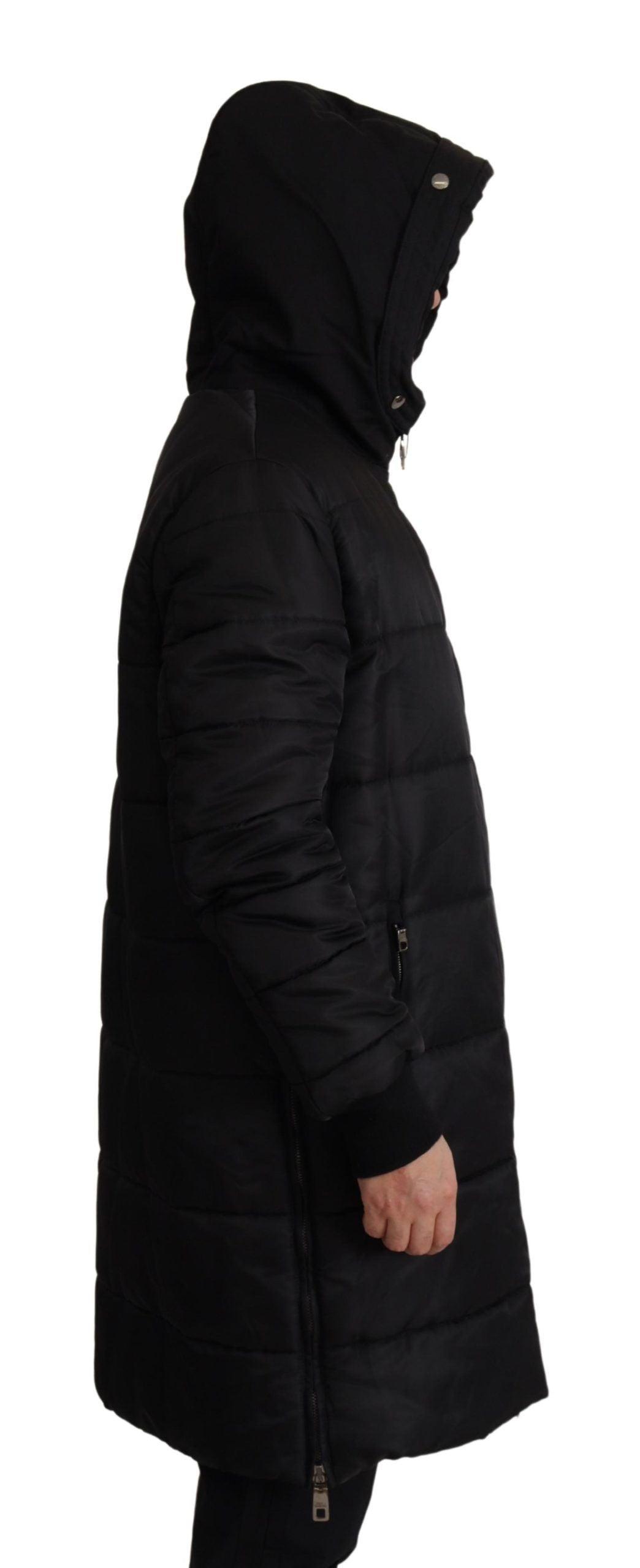 Dolce & Gabbana Elegant Black Hooded Parka Winter Jacket - Arichezz.store