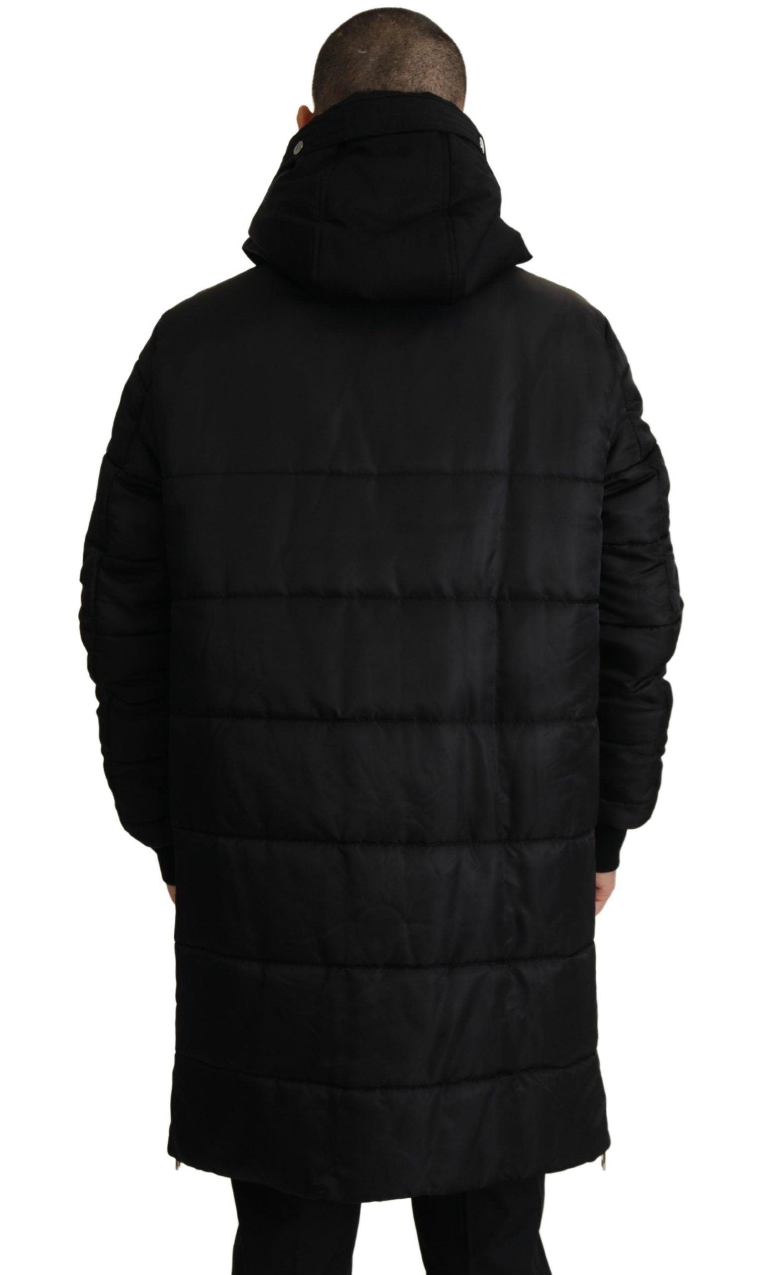 Dolce & Gabbana Elegant Black Hooded Parka Winter Jacket - Arichezz.store