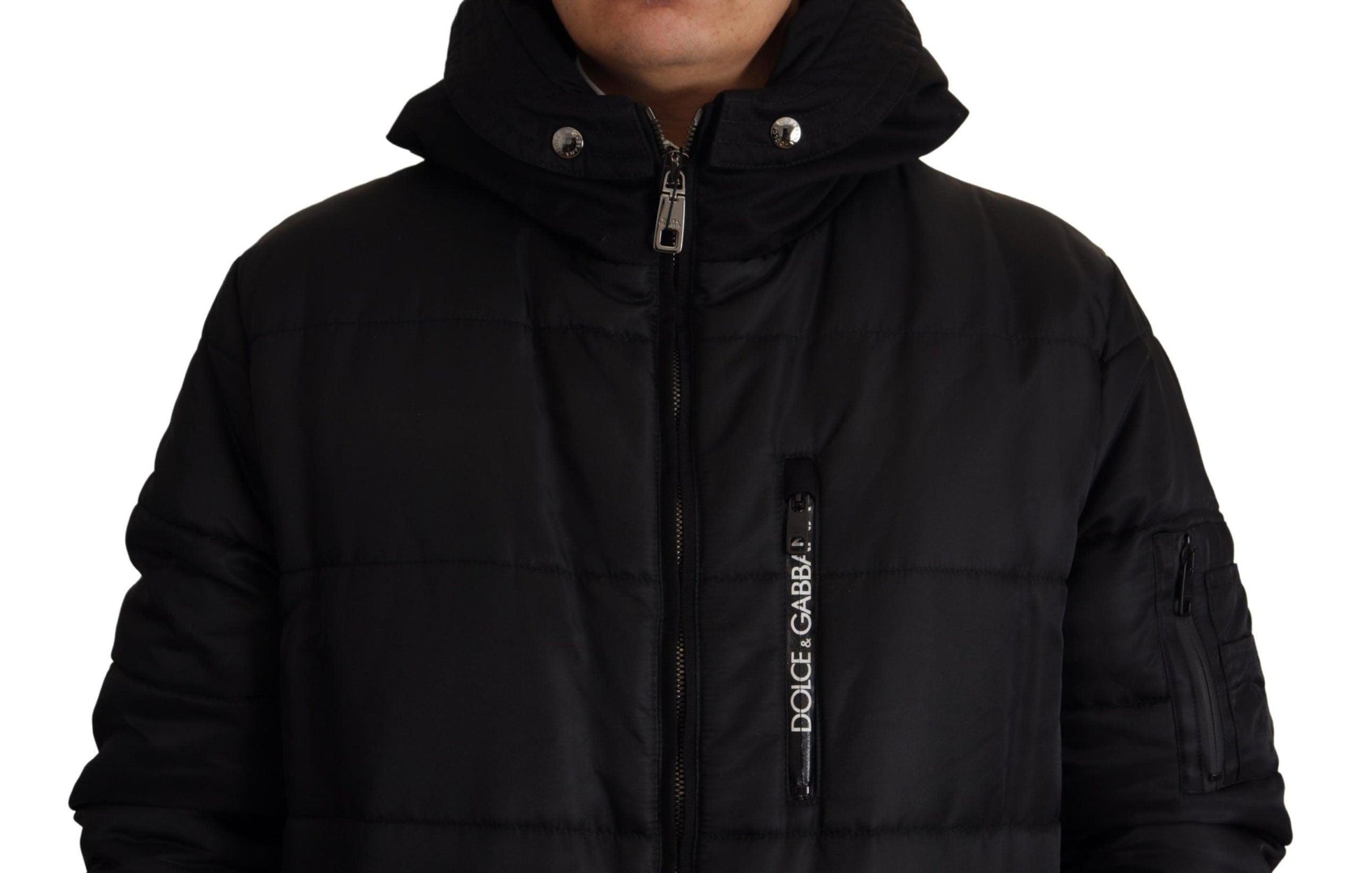 Dolce & Gabbana Elegant Black Hooded Parka Winter Jacket - Arichezz.store