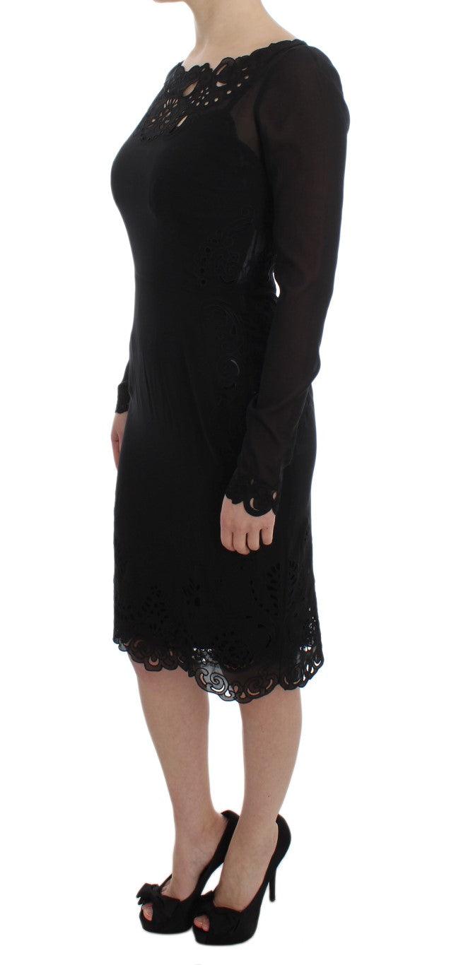 Dolce & Gabbana Elegant Black Floral Lace Sheath Dress - Arichezz.store