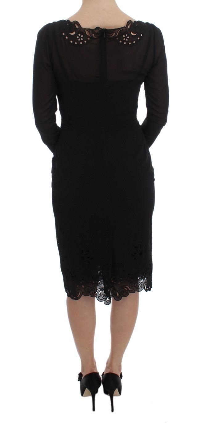 Dolce & Gabbana Elegant Black Floral Lace Sheath Dress - Arichezz.store