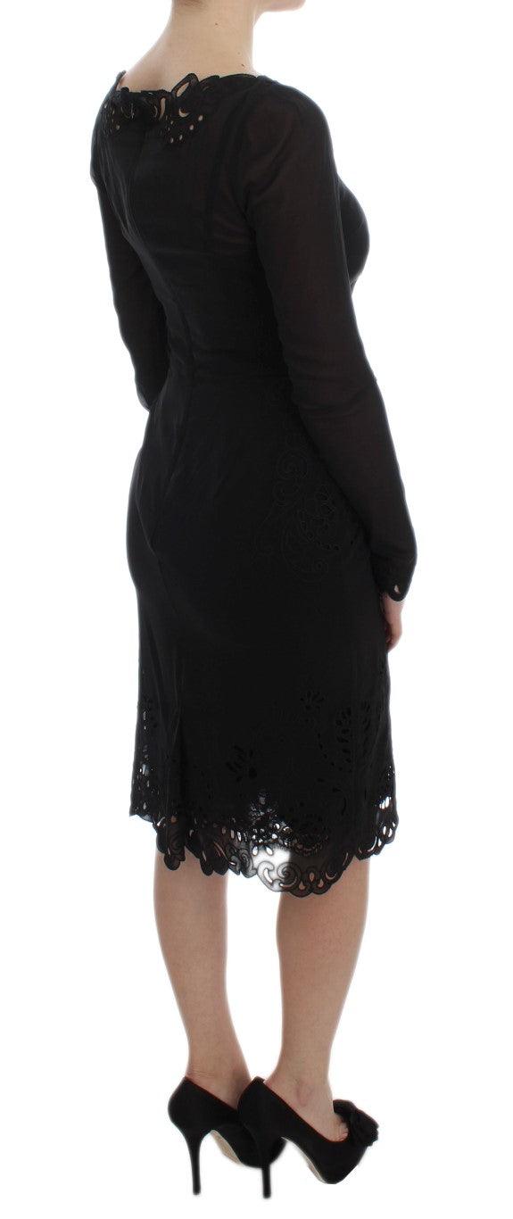 Dolce & Gabbana Elegant Black Floral Lace Sheath Dress - Arichezz.store