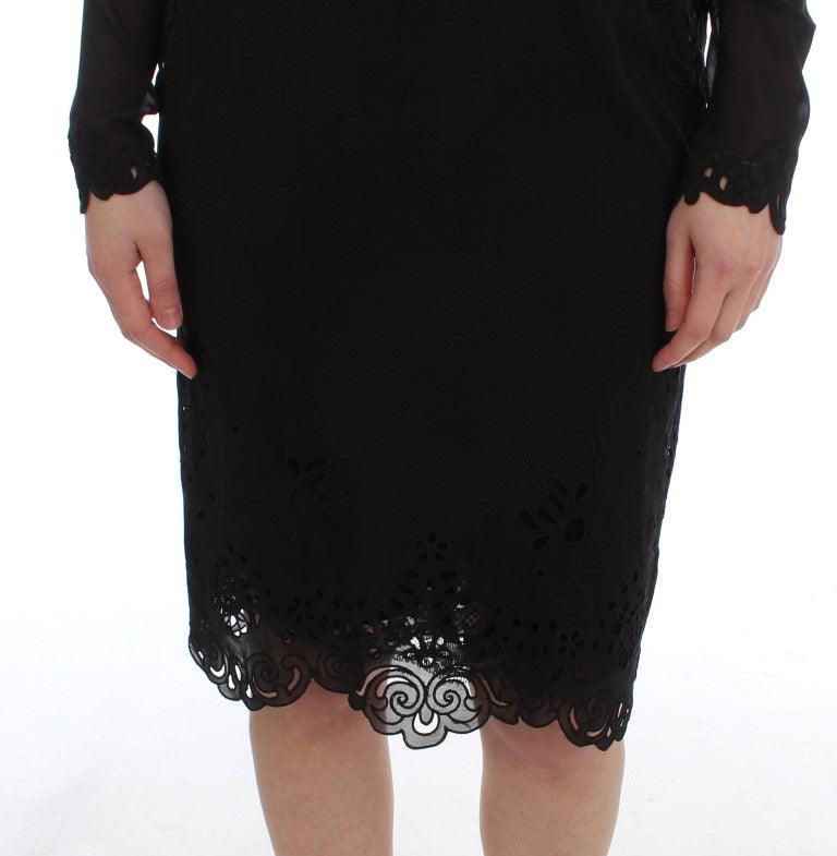 Dolce & Gabbana Elegant Black Floral Lace Sheath Dress - Arichezz.store