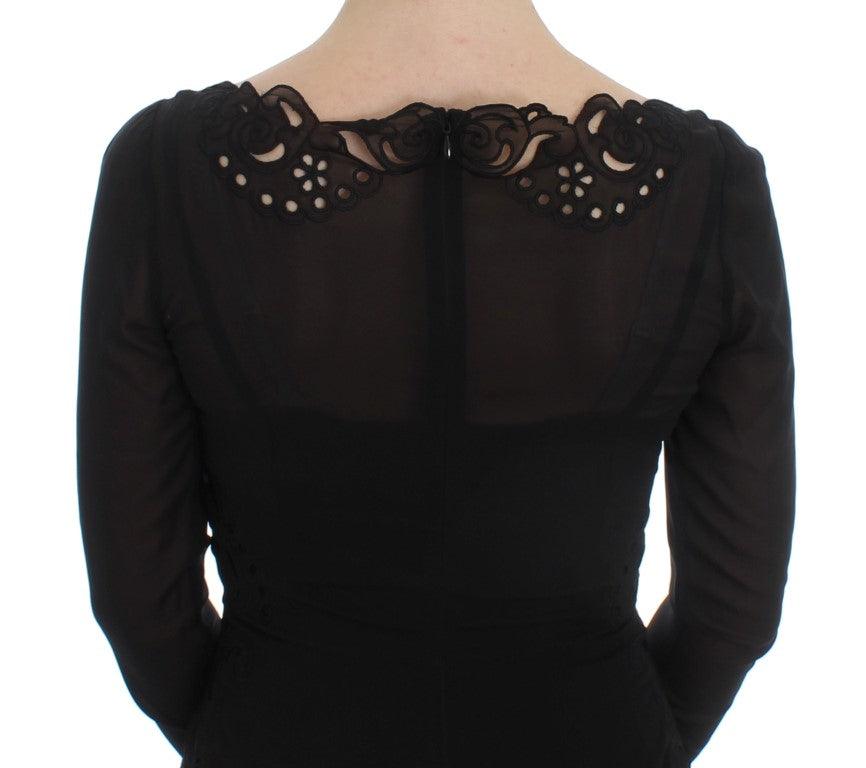 Dolce & Gabbana Elegant Black Floral Lace Sheath Dress - Arichezz.store