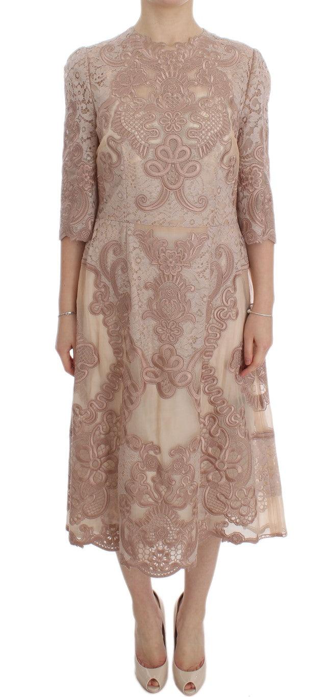 Dolce & Gabbana Elegant Pink Lace Embroidered Shift Dress - Arichezz.store