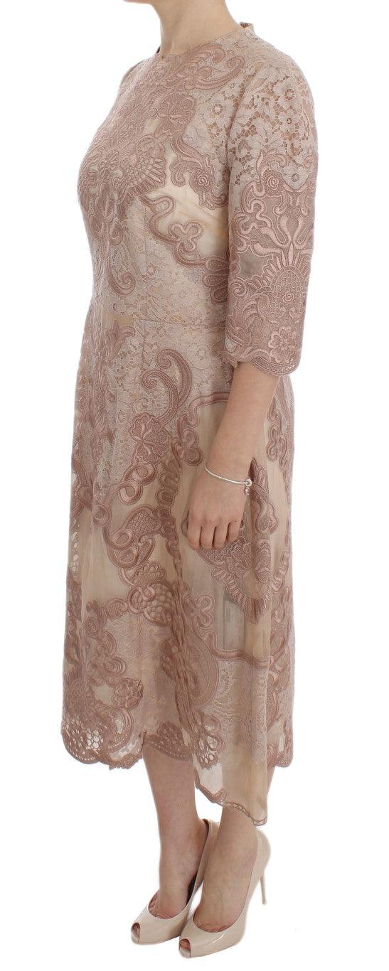 Dolce & Gabbana Elegant Pink Lace Embroidered Shift Dress - Arichezz.store