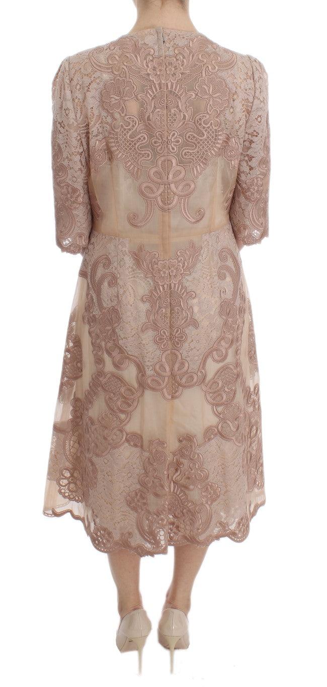 Dolce & Gabbana Elegant Pink Lace Embroidered Shift Dress - Arichezz.store