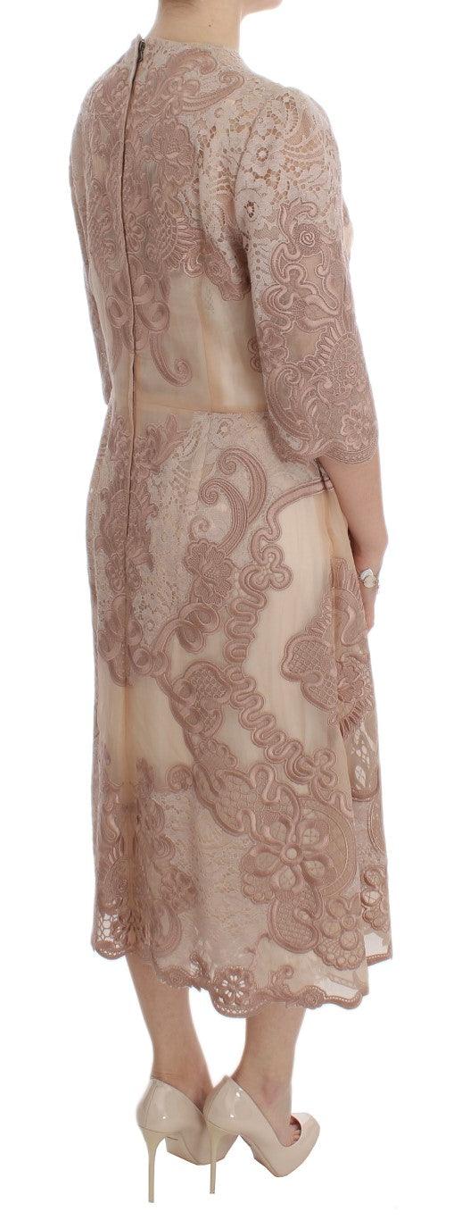 Dolce & Gabbana Elegant Pink Lace Embroidered Shift Dress - Arichezz.store