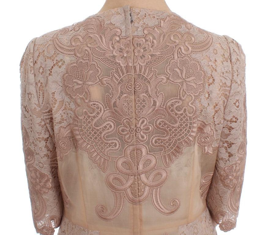 Dolce & Gabbana Elegant Pink Lace Embroidered Shift Dress - Arichezz.store