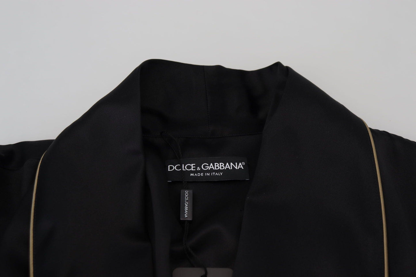 Dolce & Gabbana Elegant Black Silk Long Robe Coat - Arichezz.store