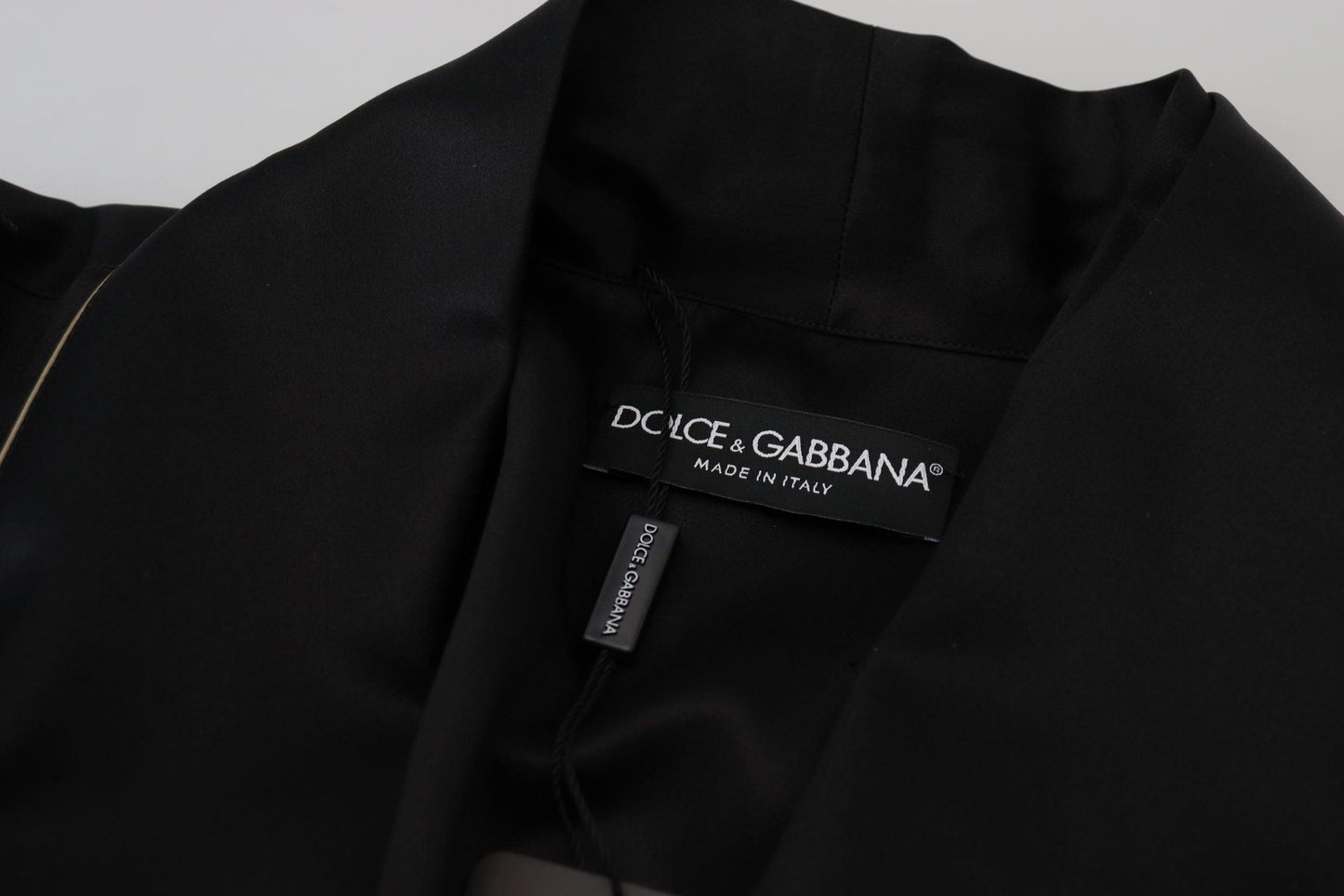 Dolce & Gabbana Elegant Black Silk Long Robe Coat - Arichezz.store