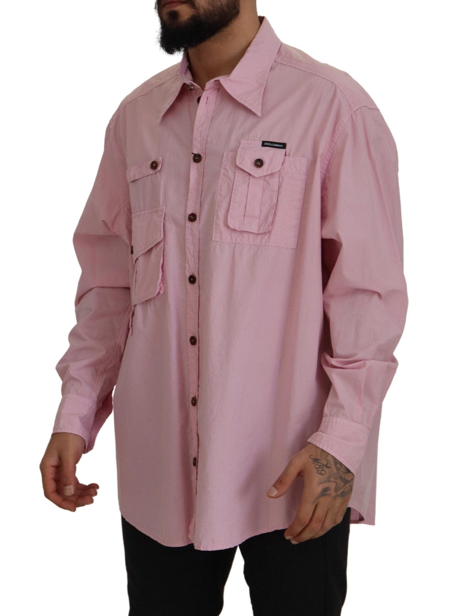 Dolce & Gabbana Elegant Pink Casual Cotton Shirt - Arichezz.store