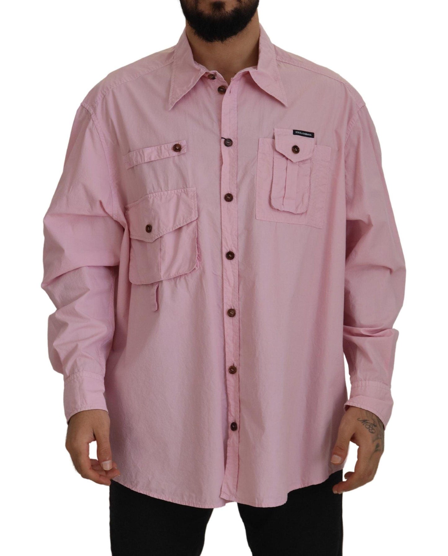 Dolce & Gabbana Elegant Pink Casual Cotton Shirt - Arichezz.store