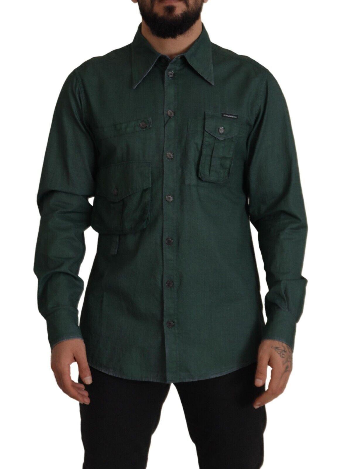 Dolce & Gabbana Emerald Elegance Slim Fit Casual Shirt - Arichezz.store