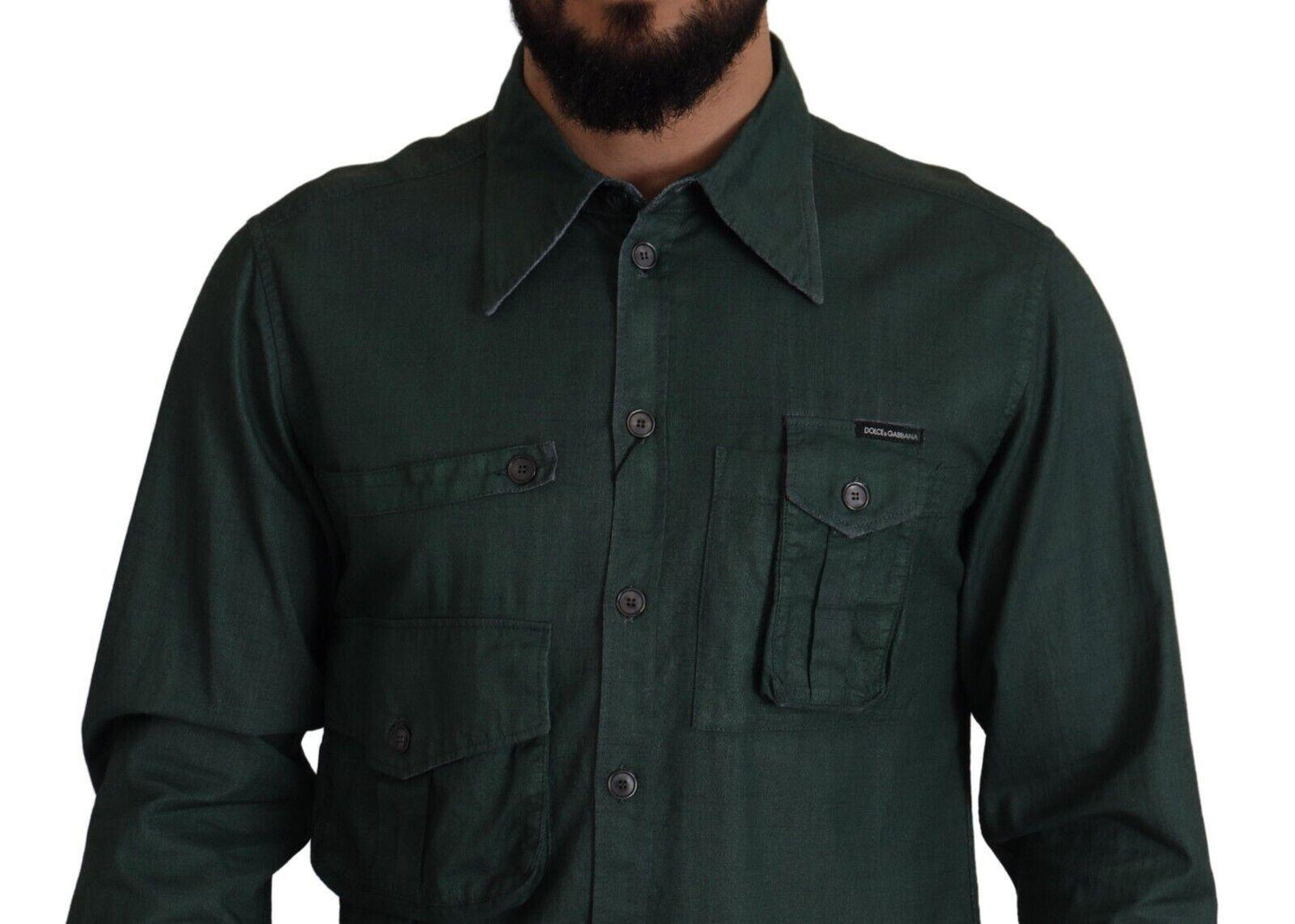 Dolce & Gabbana Emerald Elegance Slim Fit Casual Shirt - Arichezz.store