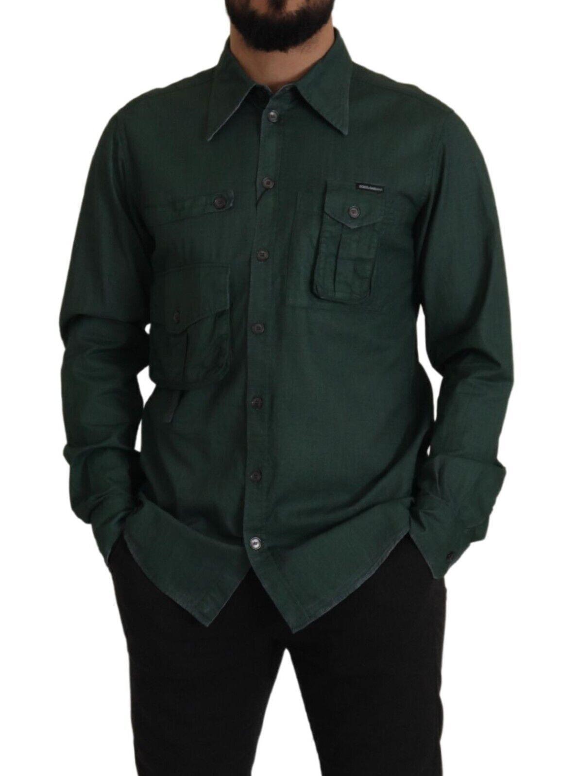 Dolce & Gabbana Emerald Elegance Slim Fit Casual Shirt - Arichezz.store