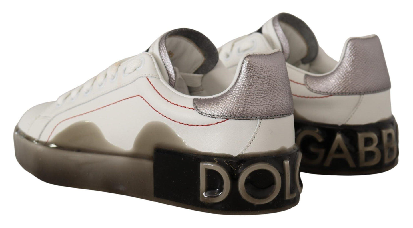 Dolce & Gabbana Elegant White Leather Sneakers - Arichezz.store