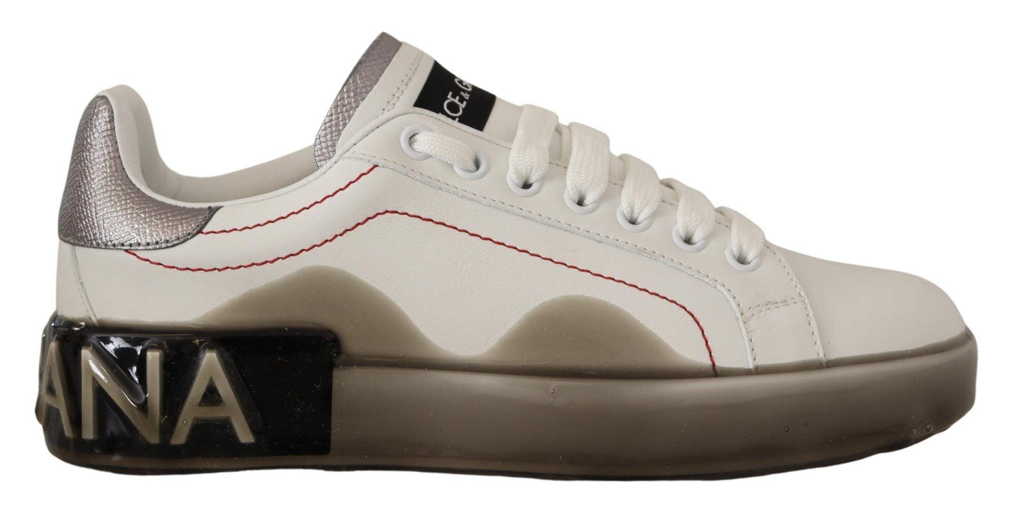 Dolce & Gabbana Elegant White Leather Sneakers - Arichezz.store