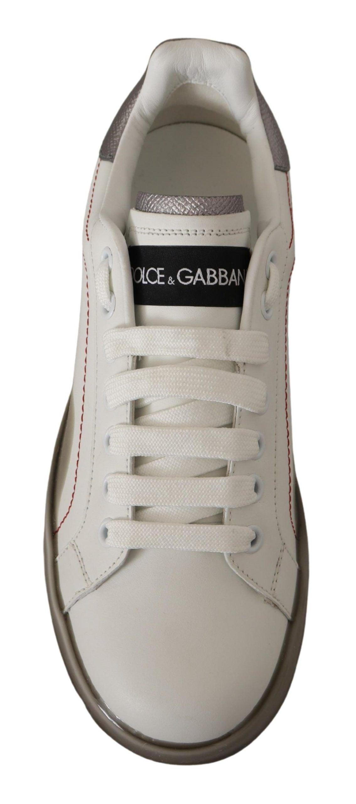 Dolce & Gabbana Elegant White Leather Sneakers - Arichezz.store