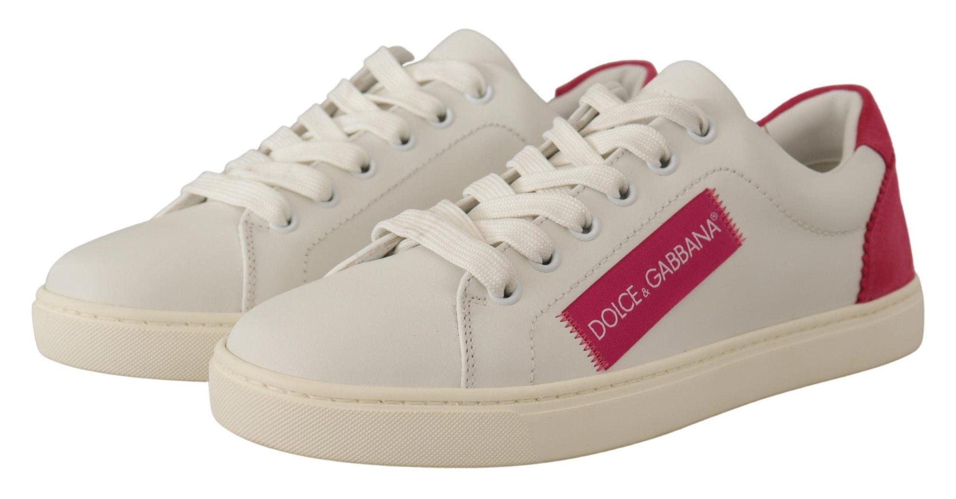 Dolce & Gabbana Elegant White Leather Low-Top Sneakers - Arichezz.store