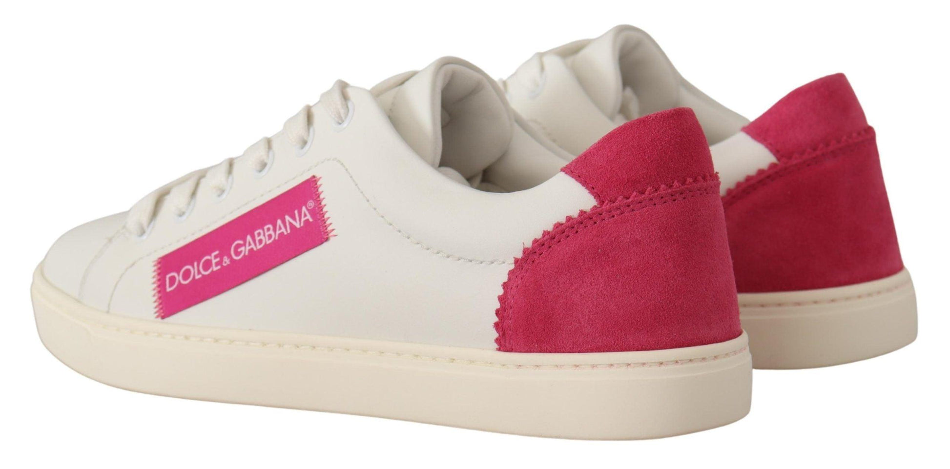 Dolce & Gabbana Elegant White Leather Low-Top Sneakers - Arichezz.store