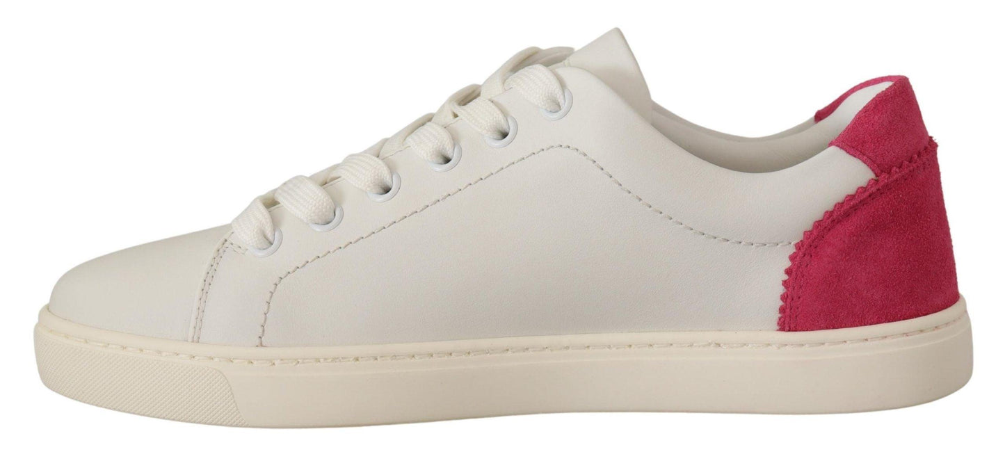 Dolce & Gabbana Elegant White Leather Low-Top Sneakers - Arichezz.store