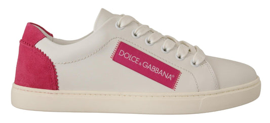 Dolce & Gabbana Elegant White Leather Low-Top Sneakers - Arichezz.store