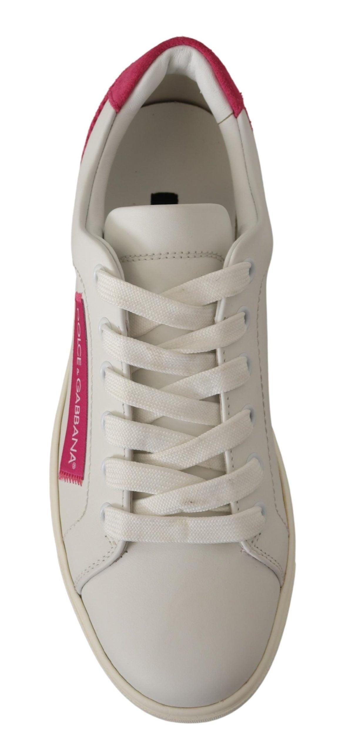 Dolce & Gabbana Elegant White Leather Low-Top Sneakers - Arichezz.store