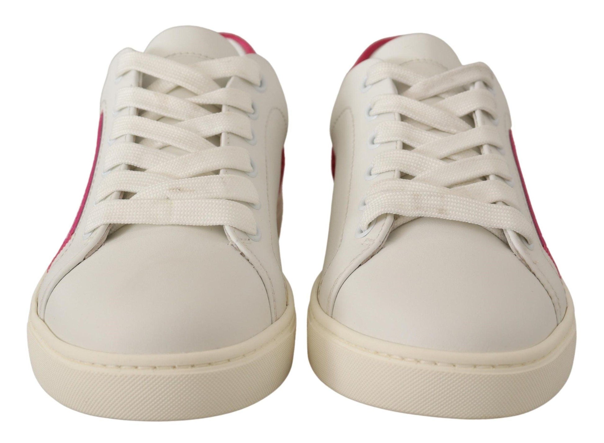 Dolce & Gabbana Elegant White Leather Low-Top Sneakers - Arichezz.store