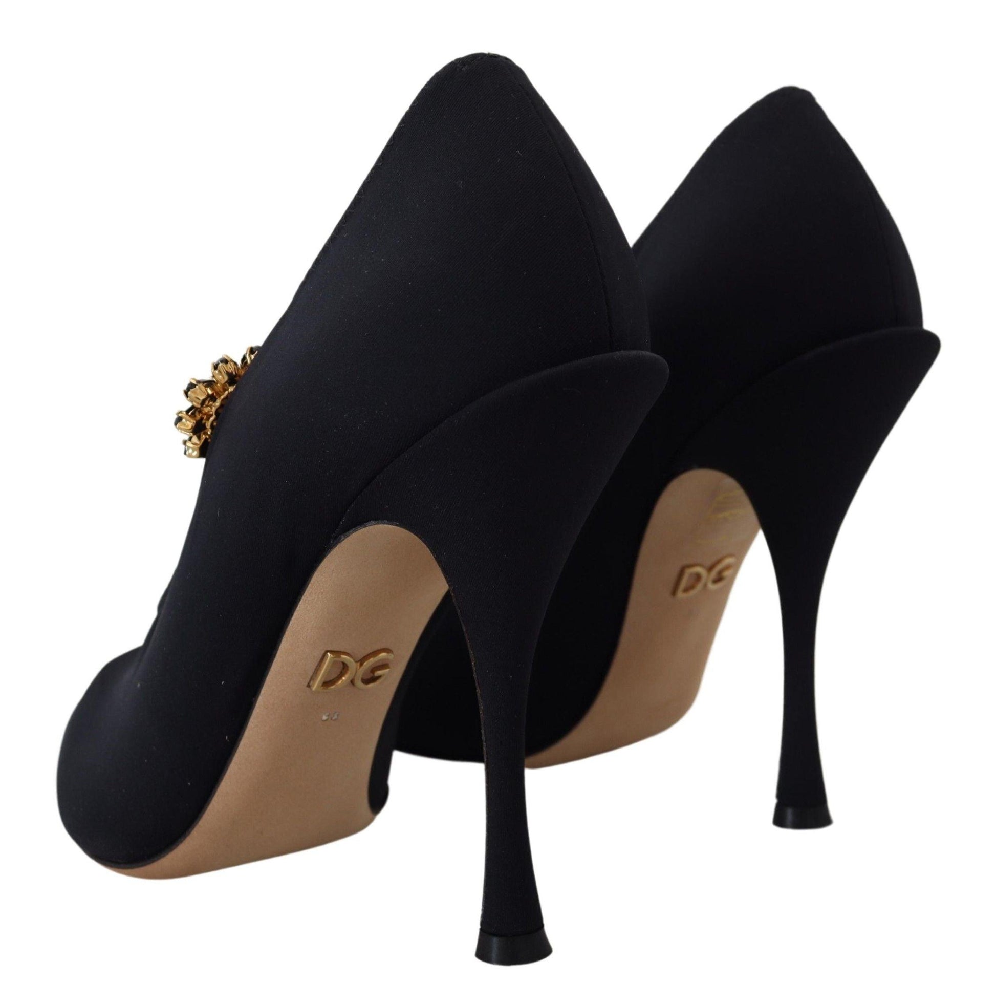 Dolce & Gabbana Chic Black Mary Jane Sock Pumps with Crystals - Arichezz.store