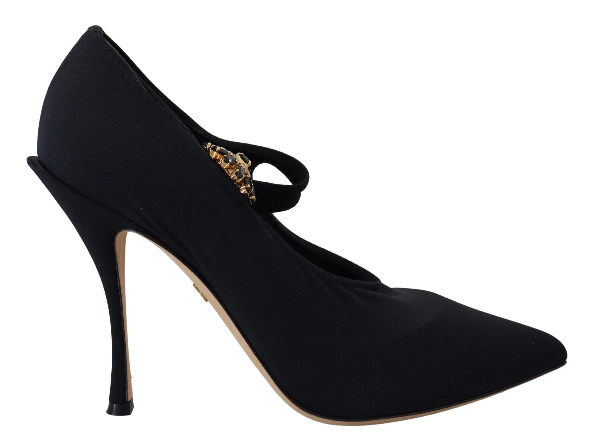 Dolce & Gabbana Chic Black Mary Jane Sock Pumps with Crystals - Arichezz.store