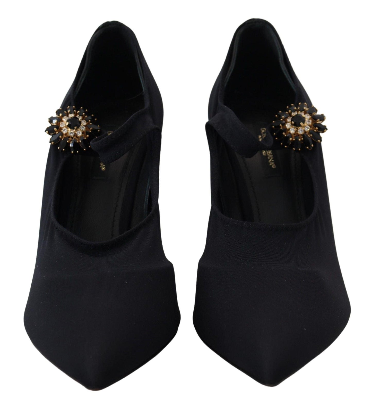 Dolce & Gabbana Chic Black Mary Jane Sock Pumps with Crystals - Arichezz.store