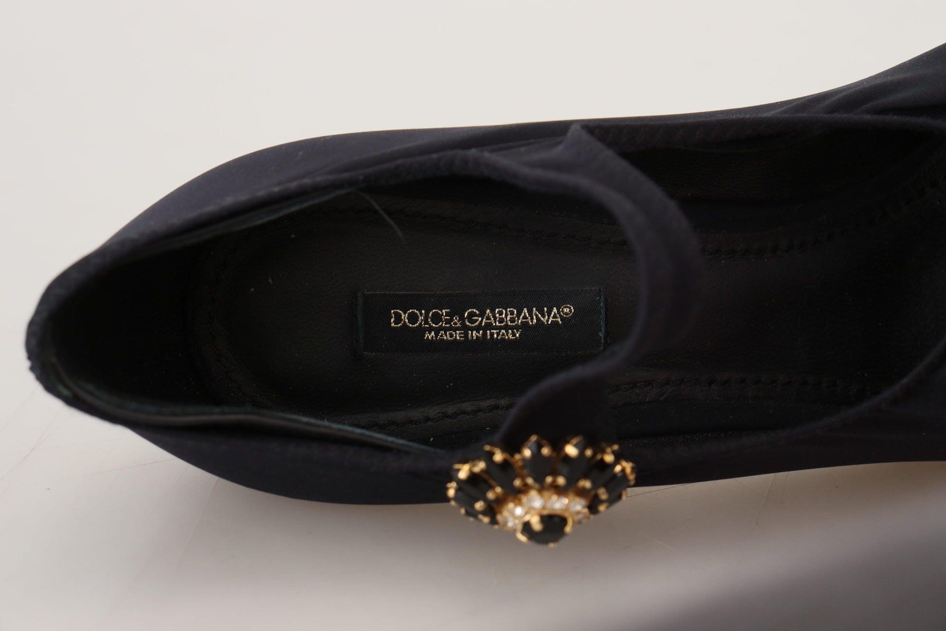 Dolce & Gabbana Chic Black Mary Jane Sock Pumps with Crystals - Arichezz.store