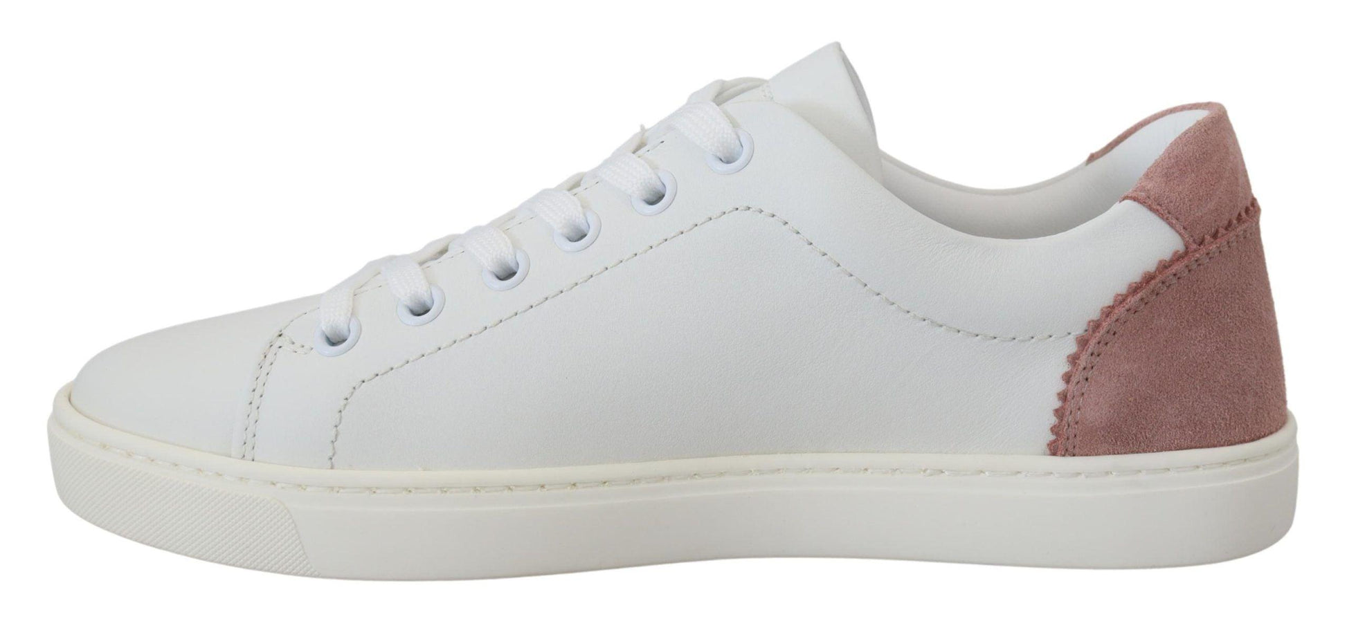 Dolce & Gabbana Chic White Pink Leather Low-Top Sneakers - Arichezz.store