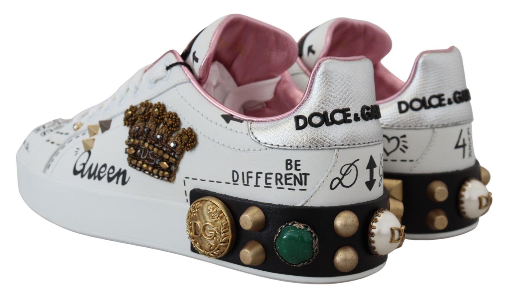 Dolce & Gabbana Queen Crown Chic Leather Sneakers - Arichezz.store