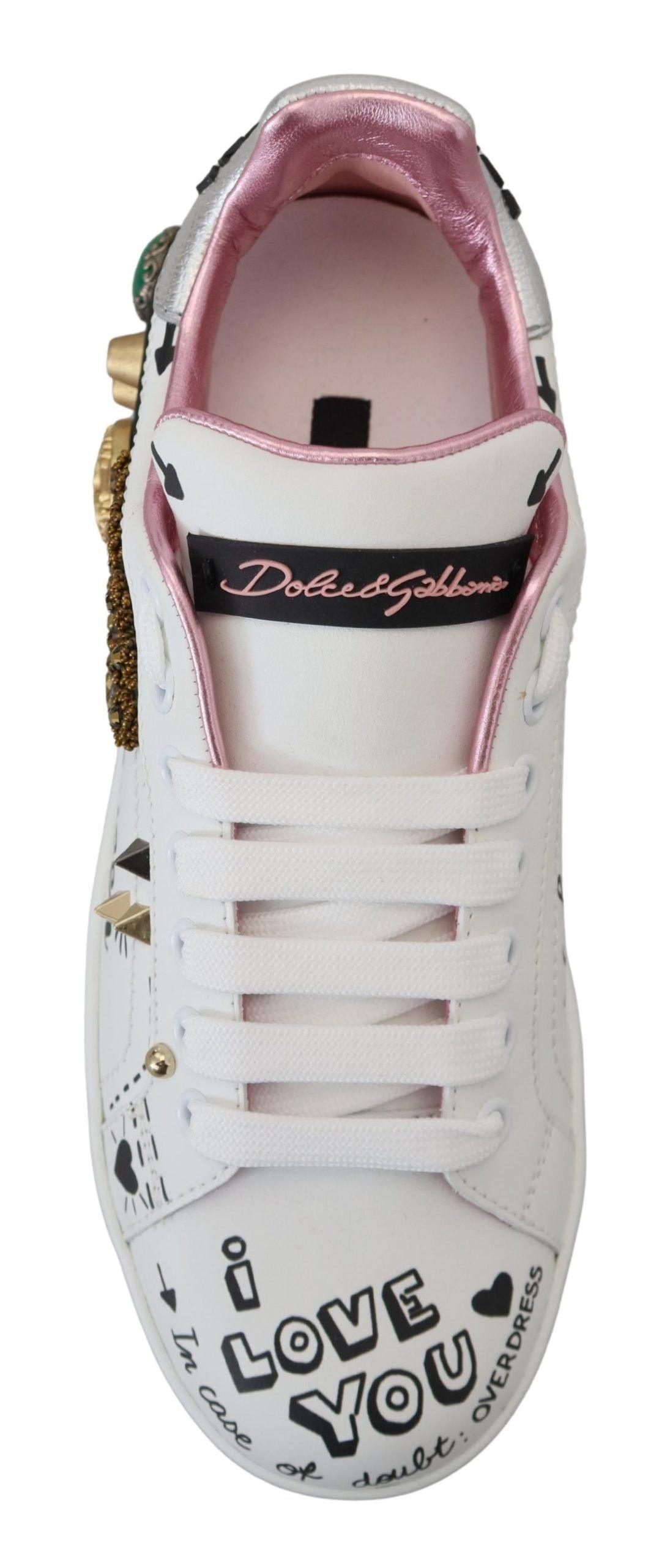 Dolce & Gabbana Queen Crown Chic Leather Sneakers - Arichezz.store