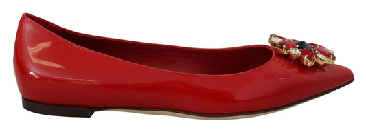 Dolce & Gabbana Red Suede Crystal Loafers - Exquisite Elegance - Arichezz.store