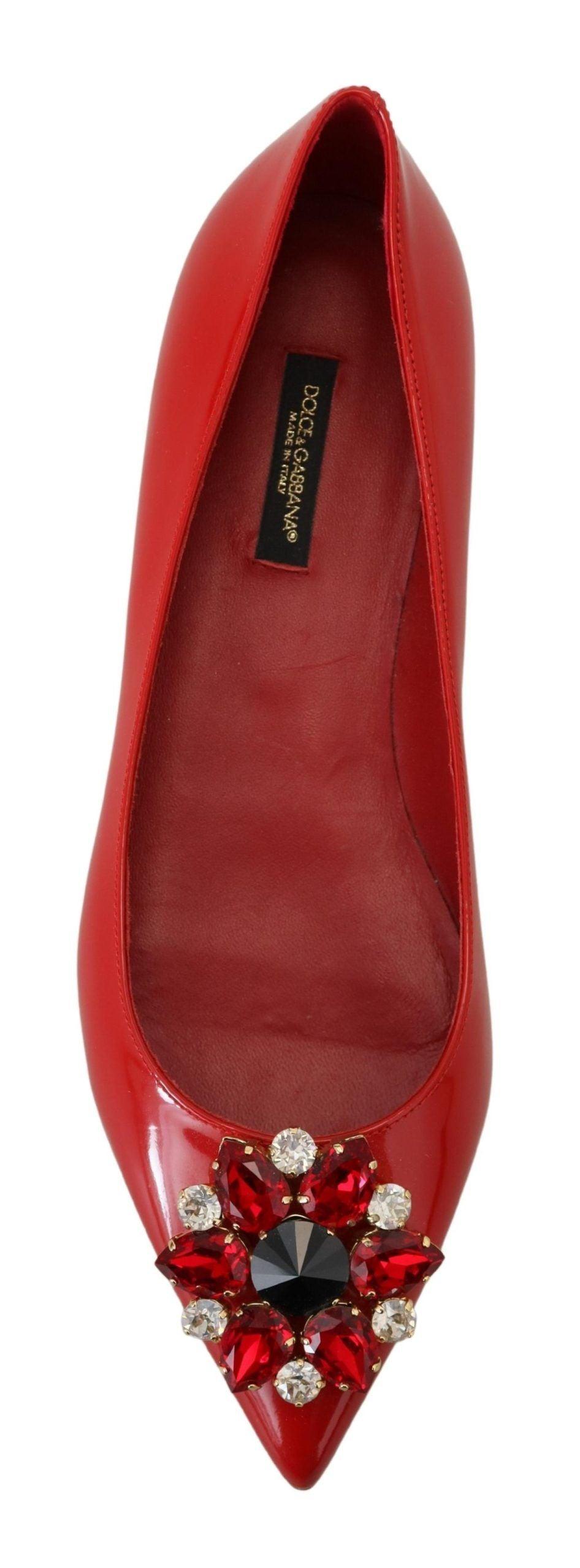 Dolce & Gabbana Red Suede Crystal Loafers - Exquisite Elegance - Arichezz.store