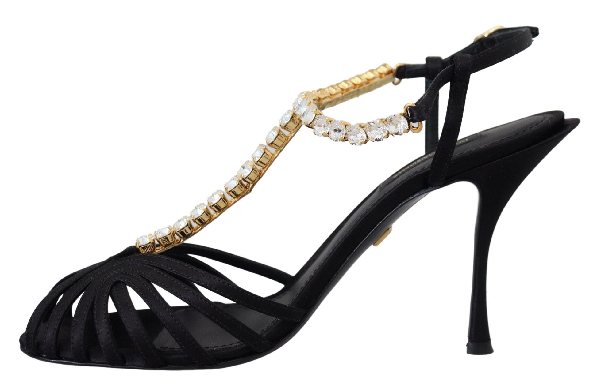 Dolce & Gabbana Elegant Silk Blend Crystal T-Strap Heels - Arichezz.store